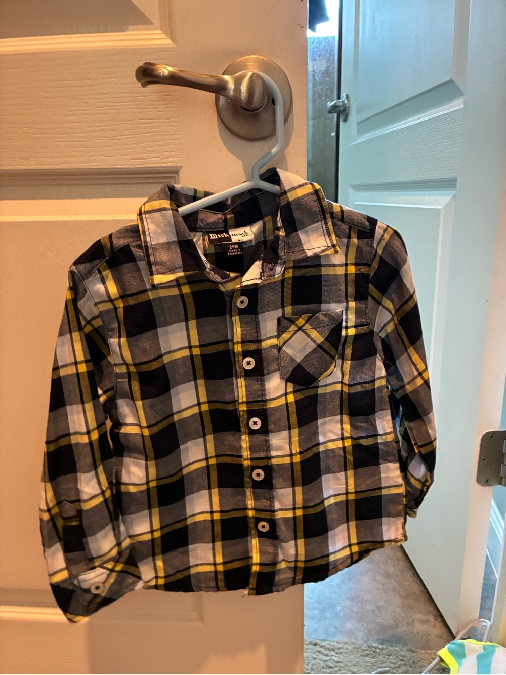 Toddler Plaid Button-Down Shirt - Black & Yellow
